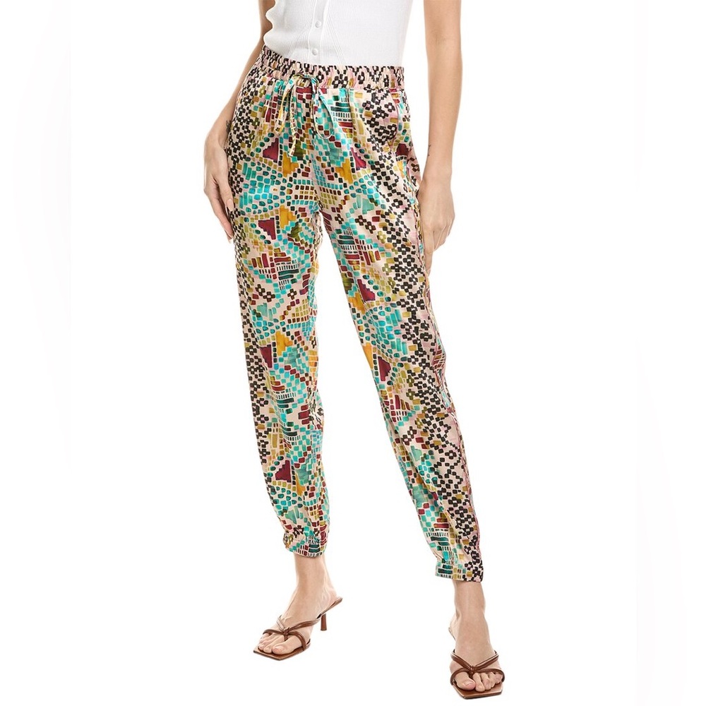 NWT JOHNNY WAS Genora Paneled Silk-Blend Jogger Pant